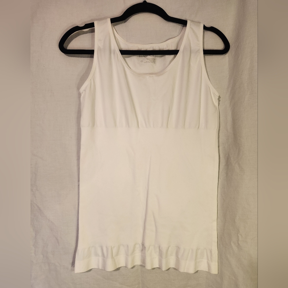 2X White spandex shape wear tank top